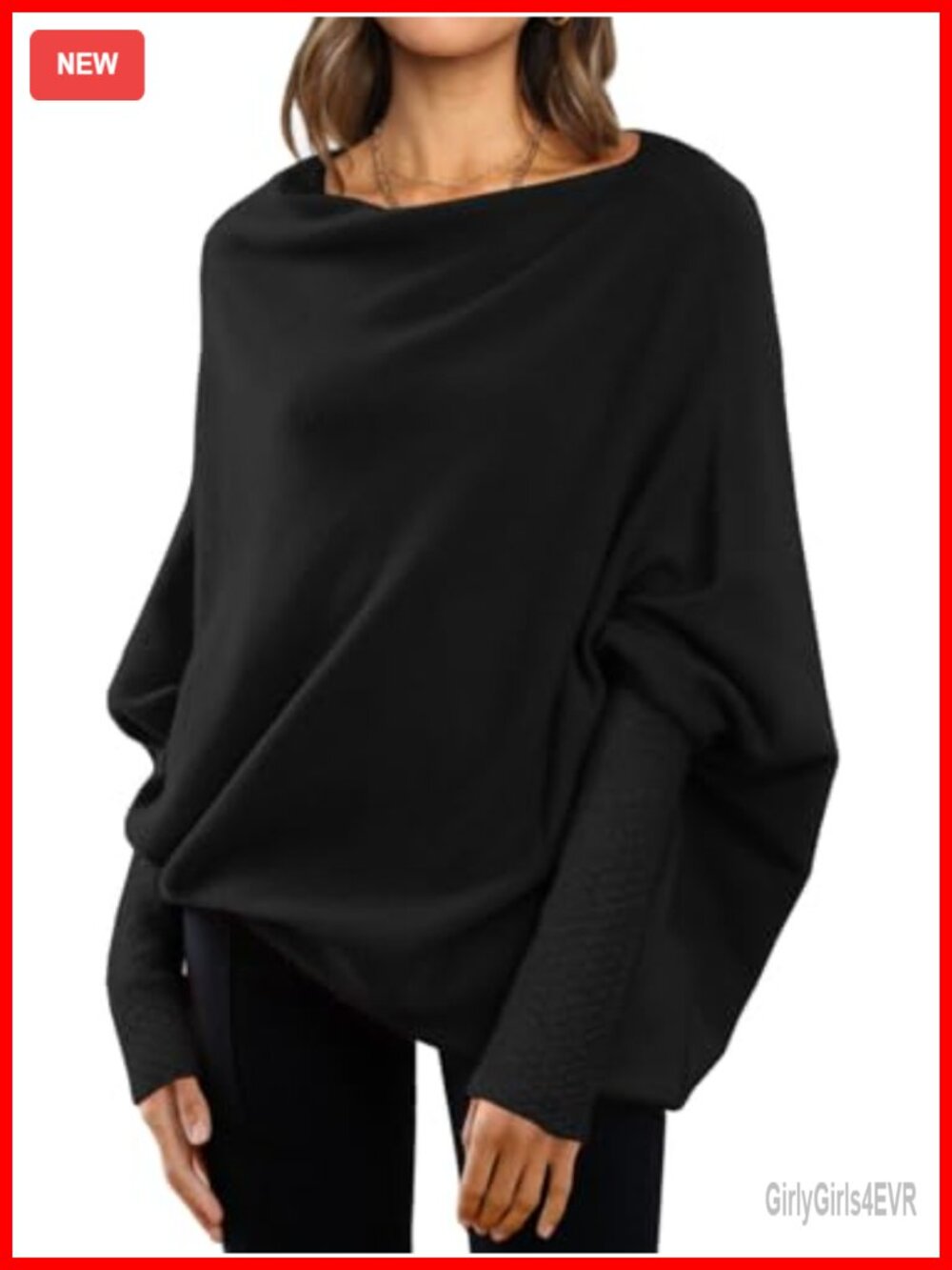 Batwing Oversized Cowl Neck Asymmetrical Sweater Tunic